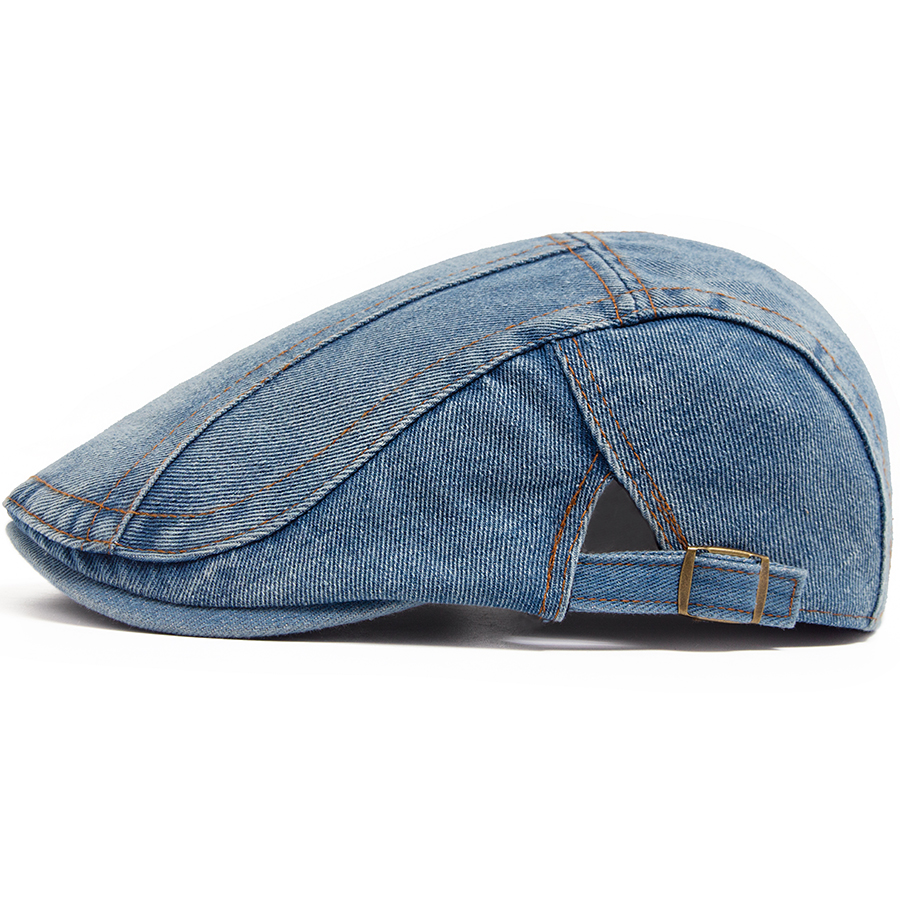 Béret femme mode Denim Vintage casquette gavroche pour hommes été solide lavé casquettes plates décontracté femme visière chapeau unisexe réglable