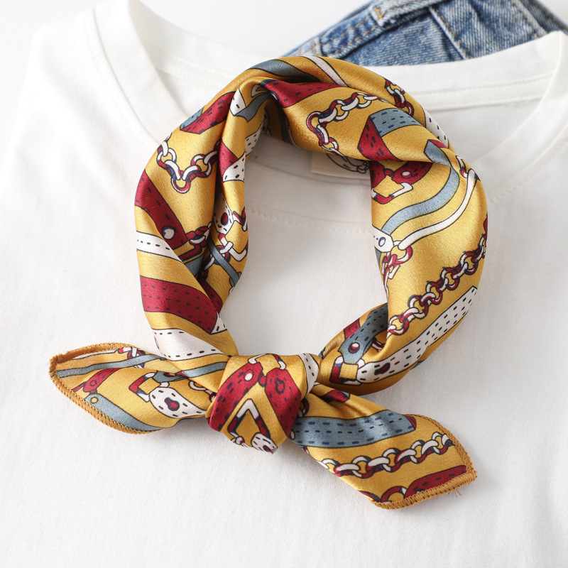 Écharpe en satin imitation soie pour femmes, foulard carré imprimé numérique, 50cm, à pois, à rayures, multi-styles, accessoire de mode