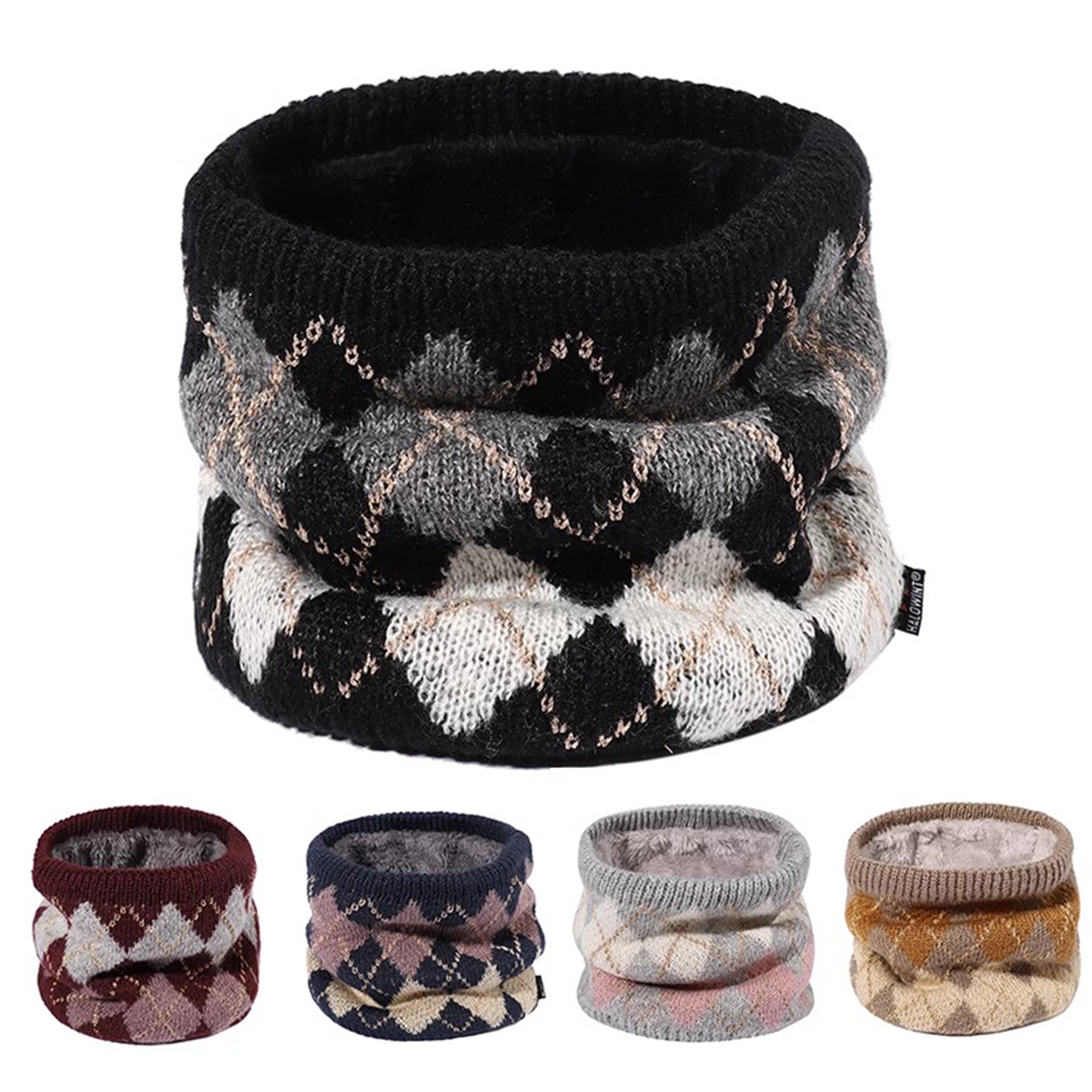 Écharpe d'hiver chaude coupe-vent pour hommes et femmes, col ogo solide, anneau optique, cache-cou, mouchoir de la présidence