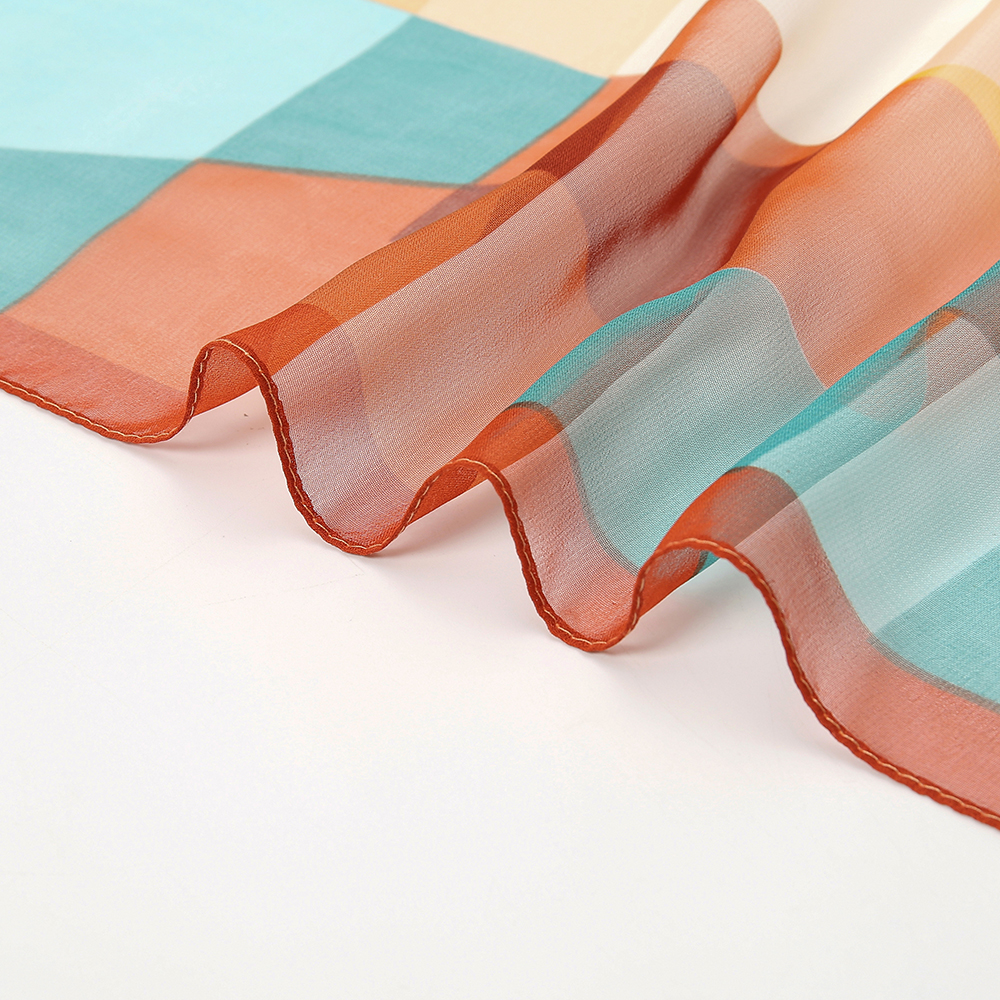 Foulard en soie à carreaux pour femmes musulmanes, imprimé, Hijab, en mousseline de soie, élégant, châle
