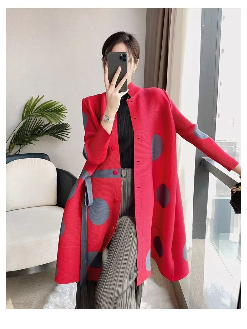 Manteau coupe-vent imprimé à pois pour femme, manteau à simple boutonnage pour femme, printemps et automne