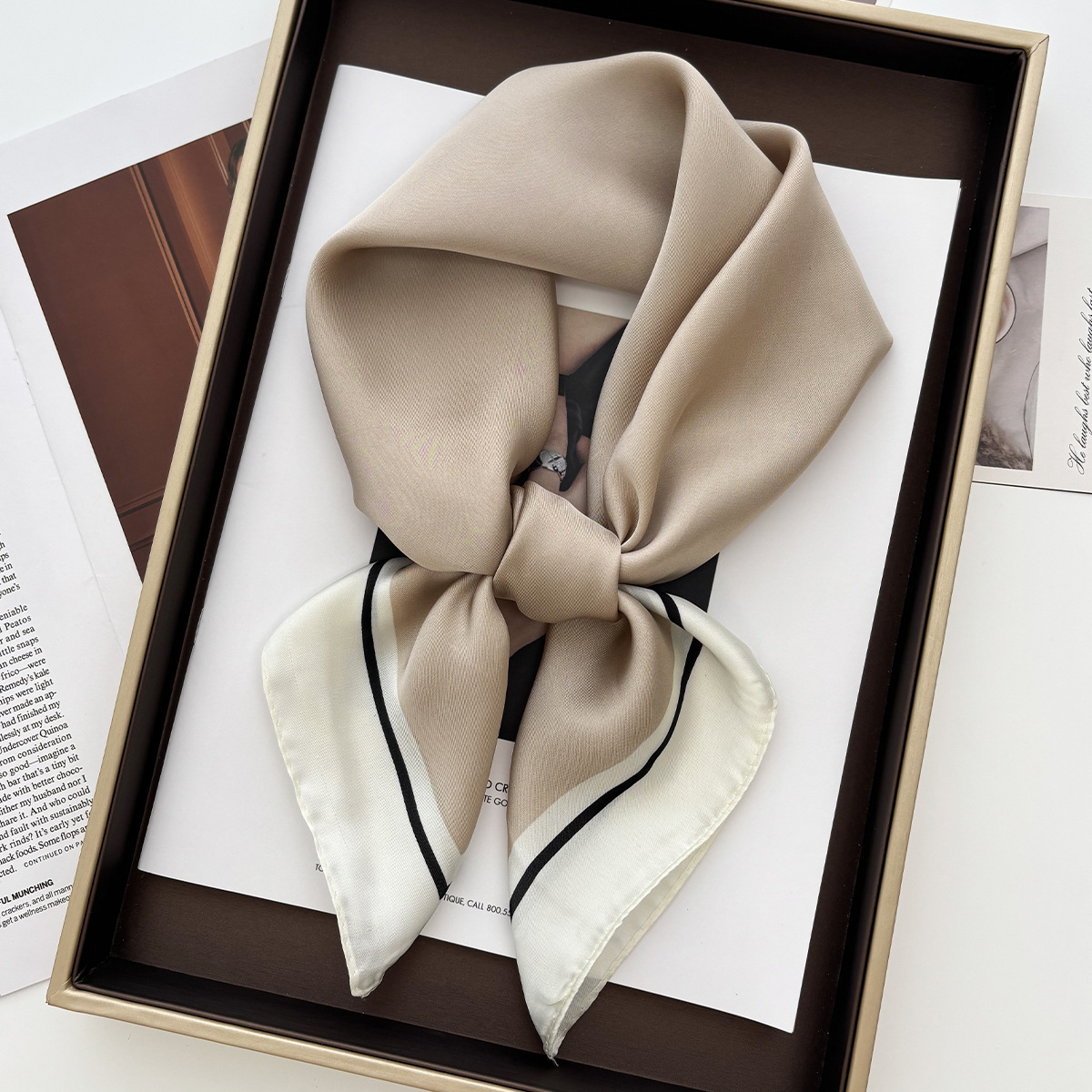 Nouveau Foulard Carré en Satin de Marque de Luxe, Ruban Imprimé pour Cheveux, Foulard Tendance pour Femme, Bandana, Châle Couleurs Unies, Bandeau