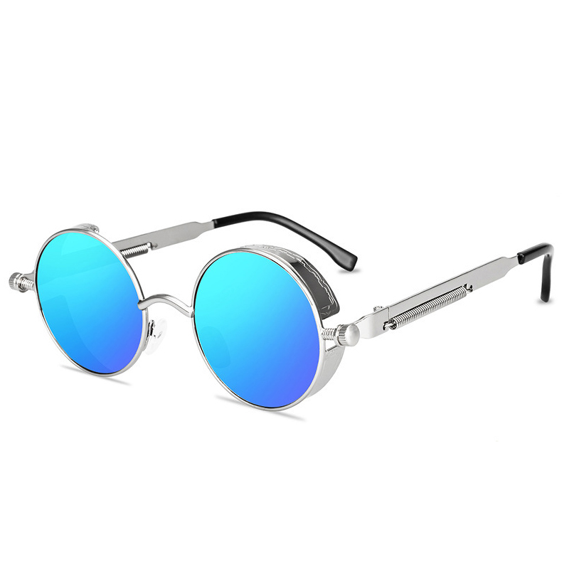 Lunettes de soleil vintage steampunk rouges pour hommes, monture ronde en alliage métallique, lunettes de soleil rétro pour femmes, lunettes de style gothique.