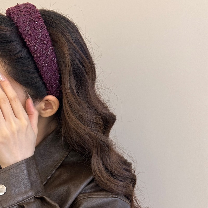 Bandeau épais en tweed à bord large, 1 pièce, semble petit et rétro, adapté aux déplacements quotidiens, au rendez-vous et aux accessoires pour cheveux polyvalents
