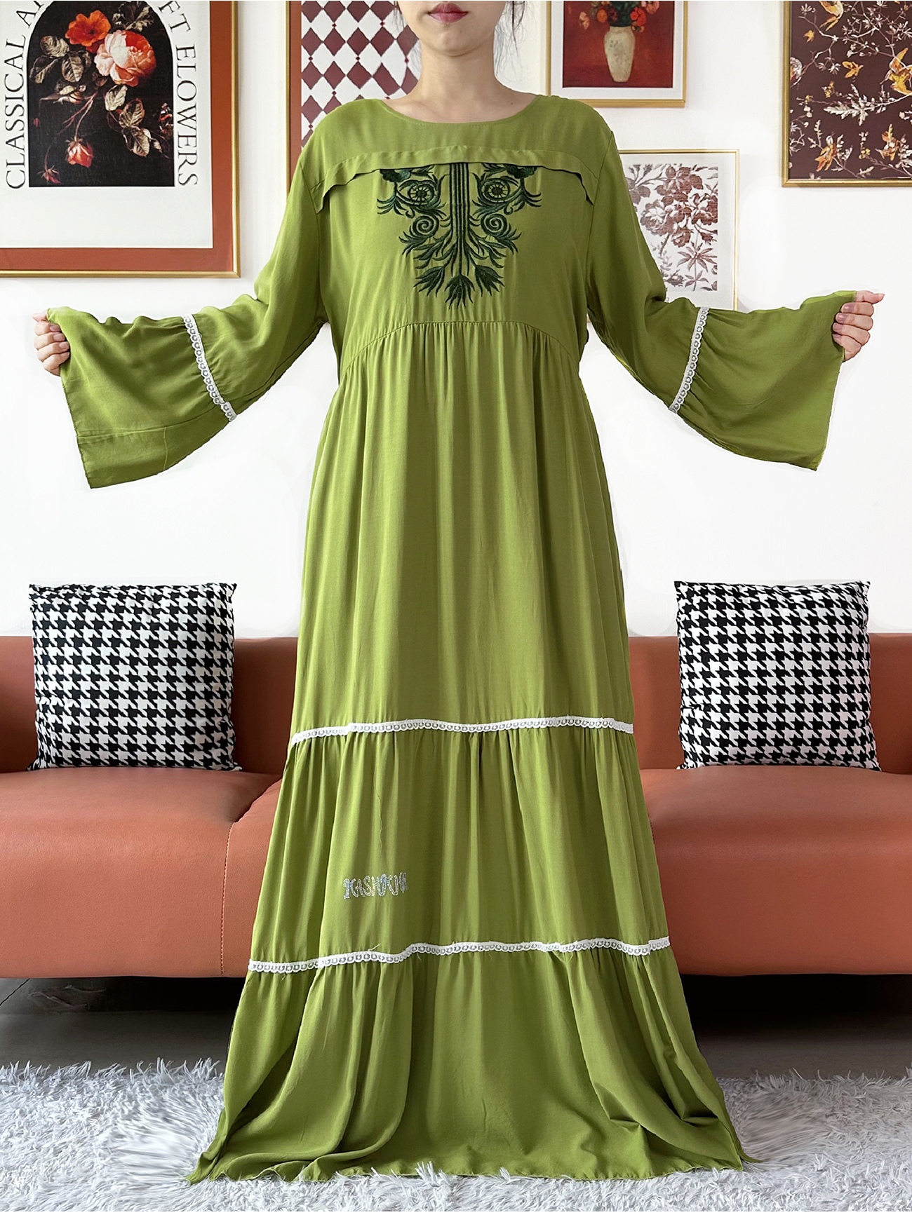 Nouvelle Abaya Kashkha en Coton Brodé Solide 2026, Robe Africaine pour Femme, Vêtement Islamique, Robe Ample Turque Musulmane, Ramadan