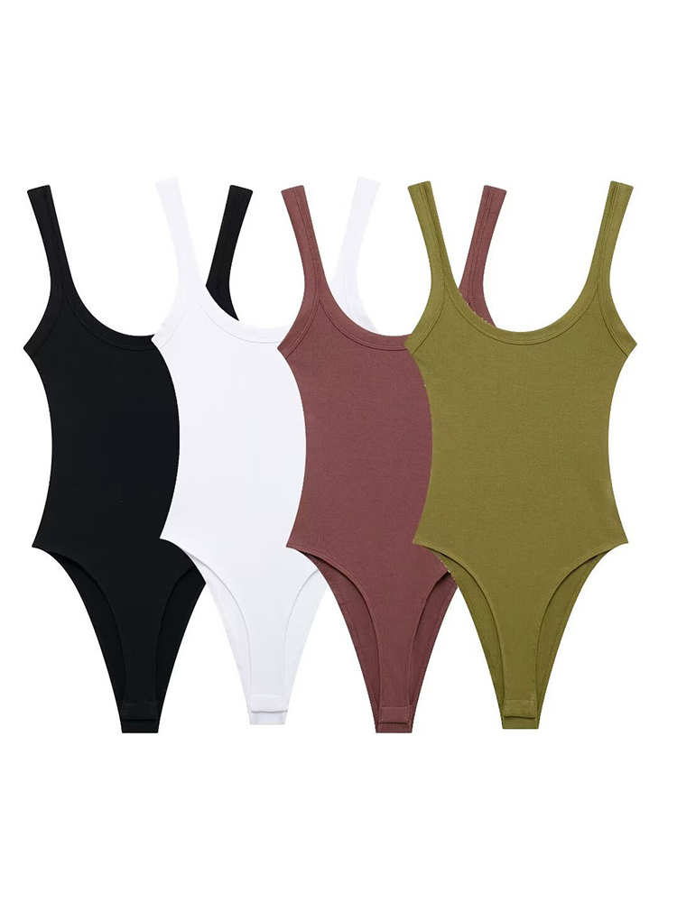 Body côtelé slim pour femmes, col rond, bretelles, bouton-pression, combishort féminin, mode Sexy