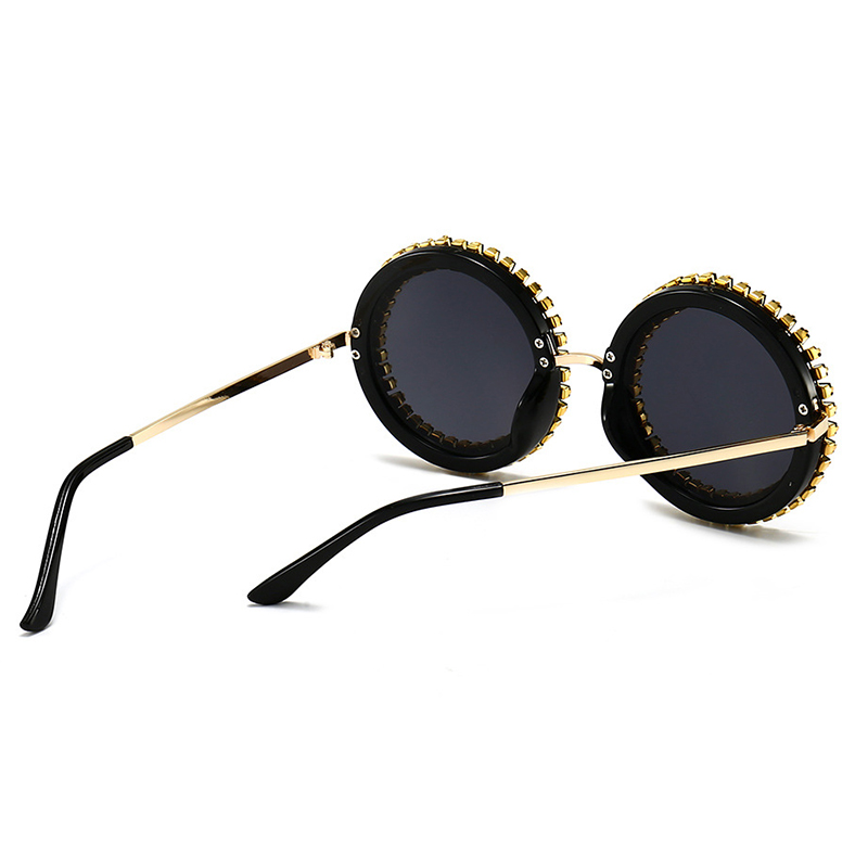 Marque de luxe concepteur rond diamant lunettes de soleil femmes mode Vintage fête voyage Steampunk lunettes de soleil Sexy dames nuances UV400