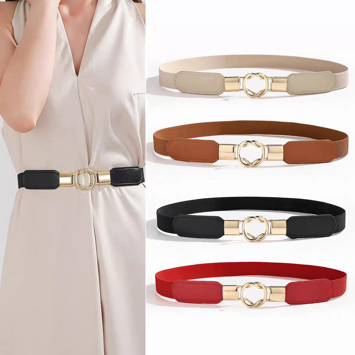 Ceinture rétro pour femme, ceinture élastique de bonne qualité, ceinture noire tendance, ceinture populaire pour robe, pantalon, ceinture décorative