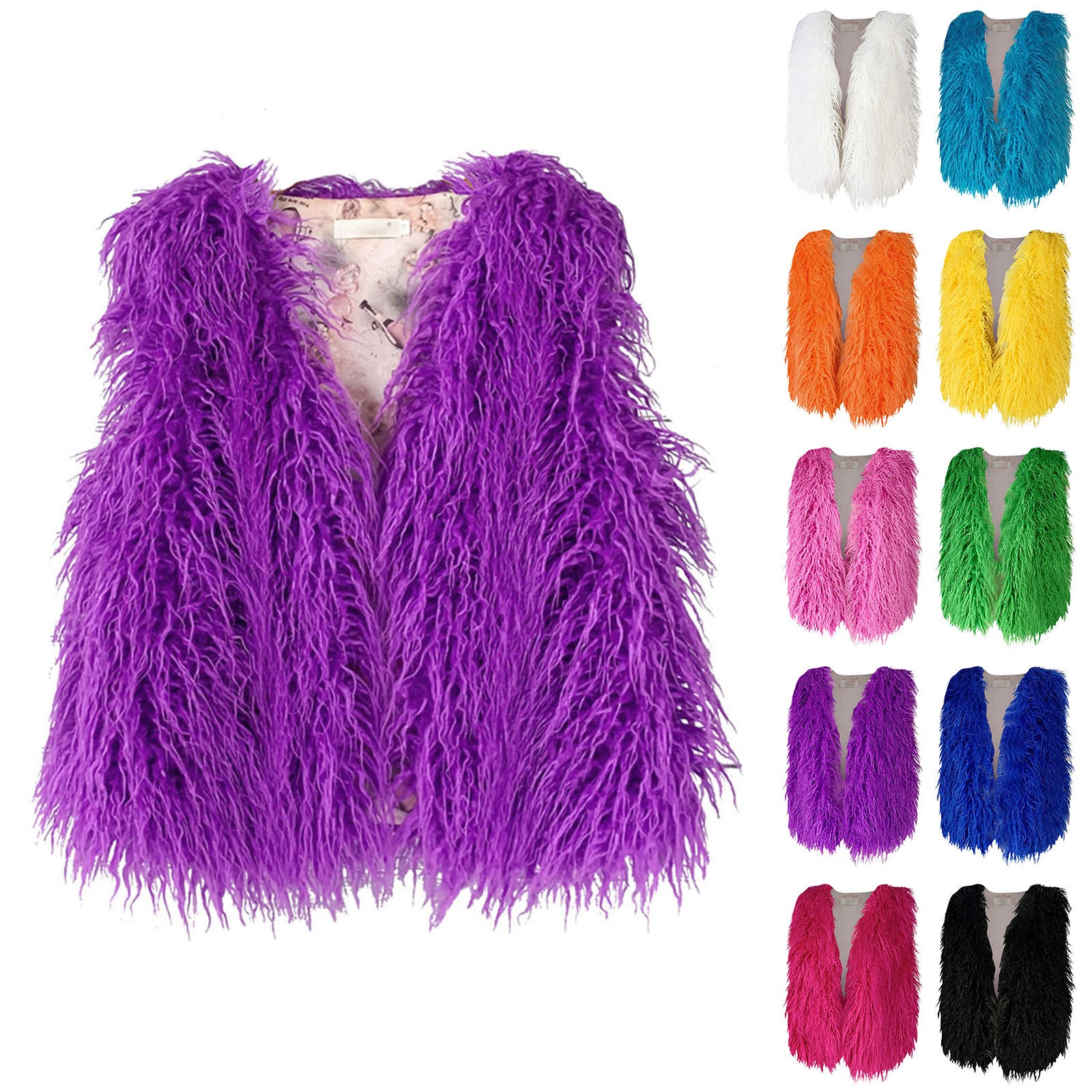 Cardigan en Fausse Fourrure pour Femme, Gilets à Crochet Avant, Vêtements d'Extérieur, Streetwear, Veste ChimJacket, Couleurs Multicolores, Automne