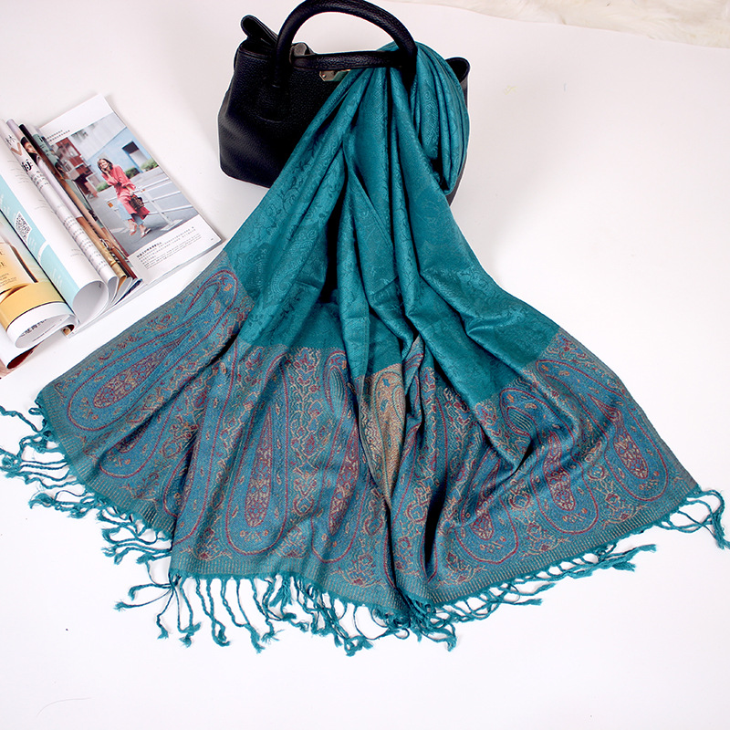 Luxueux cajou Jacquard grand Paisley Pashmina Boho châles pour femmes musulman bandeau dames hiver ethnique frangé foulards de voyage
