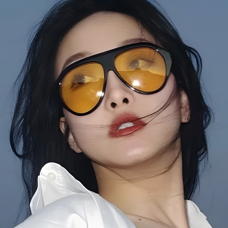 Lunettes de soleil pilote surdimensionnées pour femmes, marque de luxe, Vintage, une pièce, grande monture, pour la conduite en plein air, nuances noires et jaunes, 2025