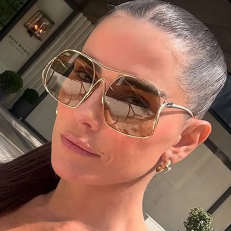 Lunettes de soleil pilote à double pont uniques pour femmes, monture en métal irrégulière, lunettes de soleil ovales creuses, design de luxe, lunettes d'extérieur