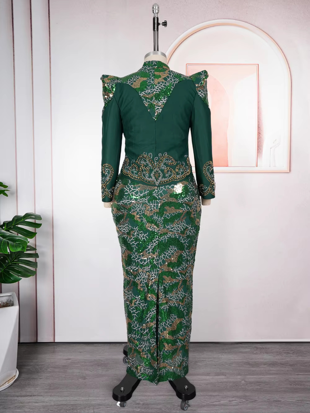 Robes de soirée de mariage de luxe pour femmes, manteau à manches longues et gilet à paillettes, vêtements africains turcs, ensemble 2 pièces, tenue Dashiki
