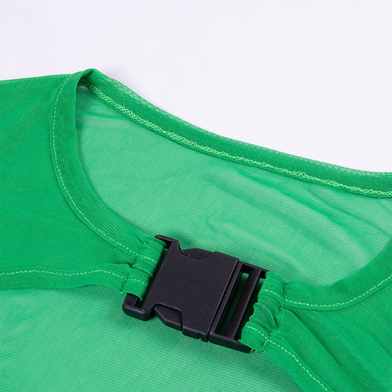 T-Shirt à manches longues avec boucle pour femme, haut court Sexy, maille transparente, couleur unie, léopard, transparent, Rave Party, Cover-Up