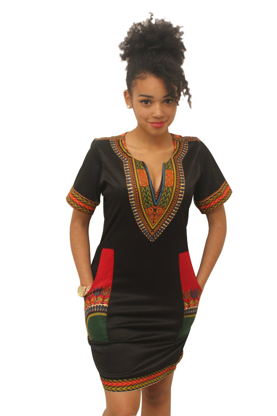 Robes africaines pour femmes, Style à la mode, manches courtes, col en v, en Polyester, longueur aux genoux, été 2022