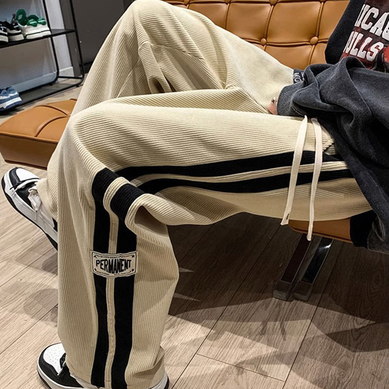 Pantalon décontracté en velours côtelé pour hommes, salopette ample de Style coréen, pantalon droit à jambes larges, Streetwear pour Couple, nouveau pantalon de survêtement, 2024