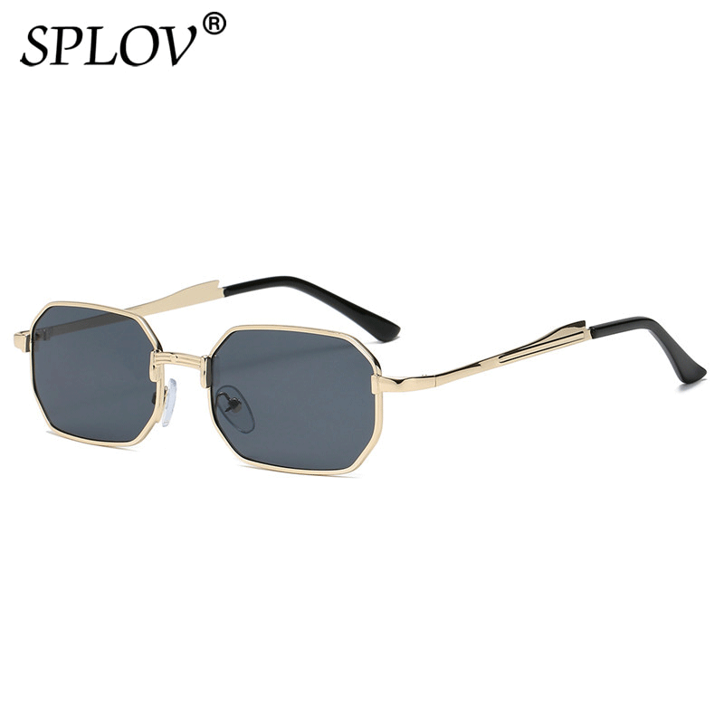 Lunettes de soleil rectangulaires de luxe pour femmes et hommes, lunettes de conduite classiques, lunettes de marque en métal, mode étroite, UV400