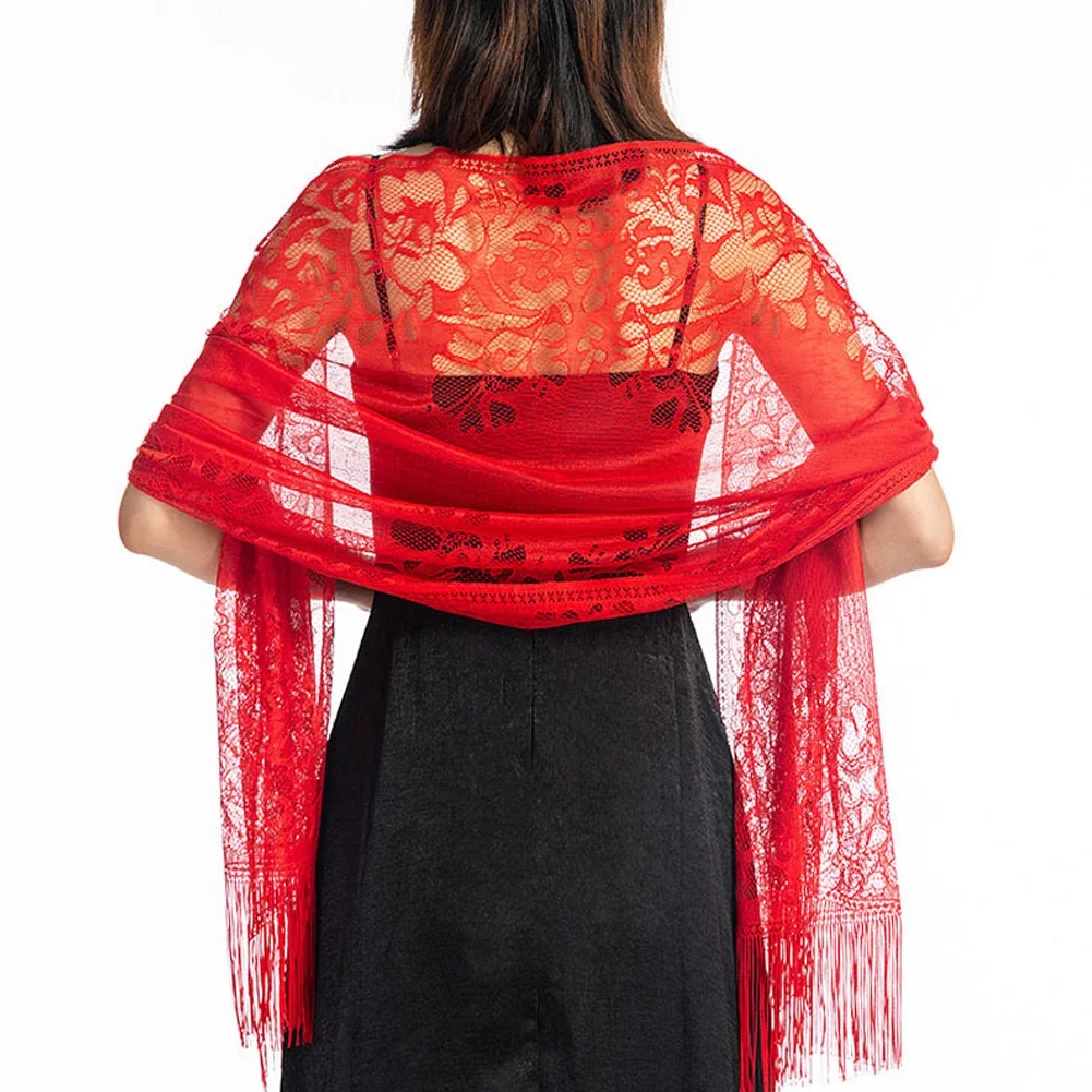 Robe de Soirée en Dentelle Transparente pour Femme, Châle Creux, Patients, Demoiselle d'Honneur, Enveloppes en Maille, Capes de Mariage, Châles de ix