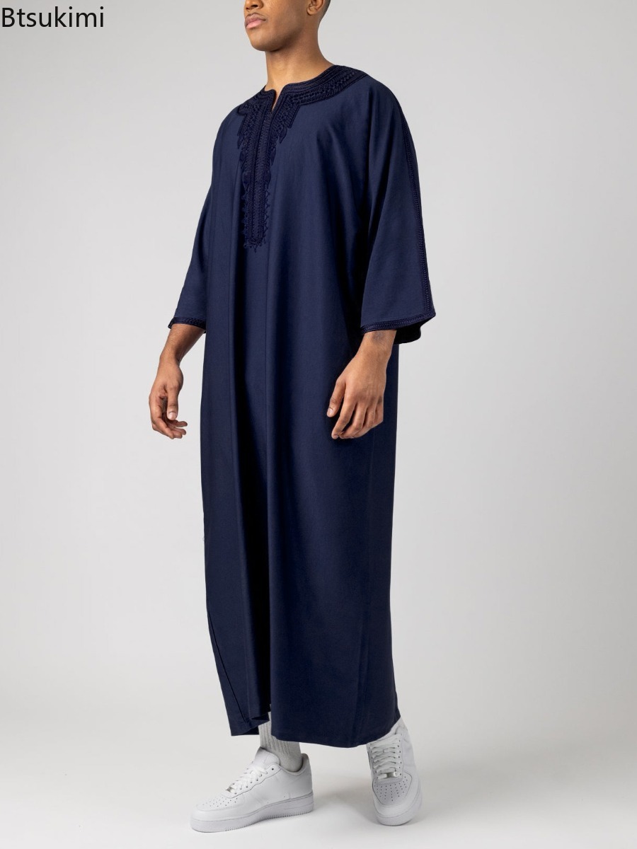 Nouvelle Abaya Musulmane pour Hommes 2026, Vêtement Traditionnel du Moyen-Orient, Thobe Arabe Islamique, Kaftan de Haute Qualité, Robe pour Cadeau de Mari