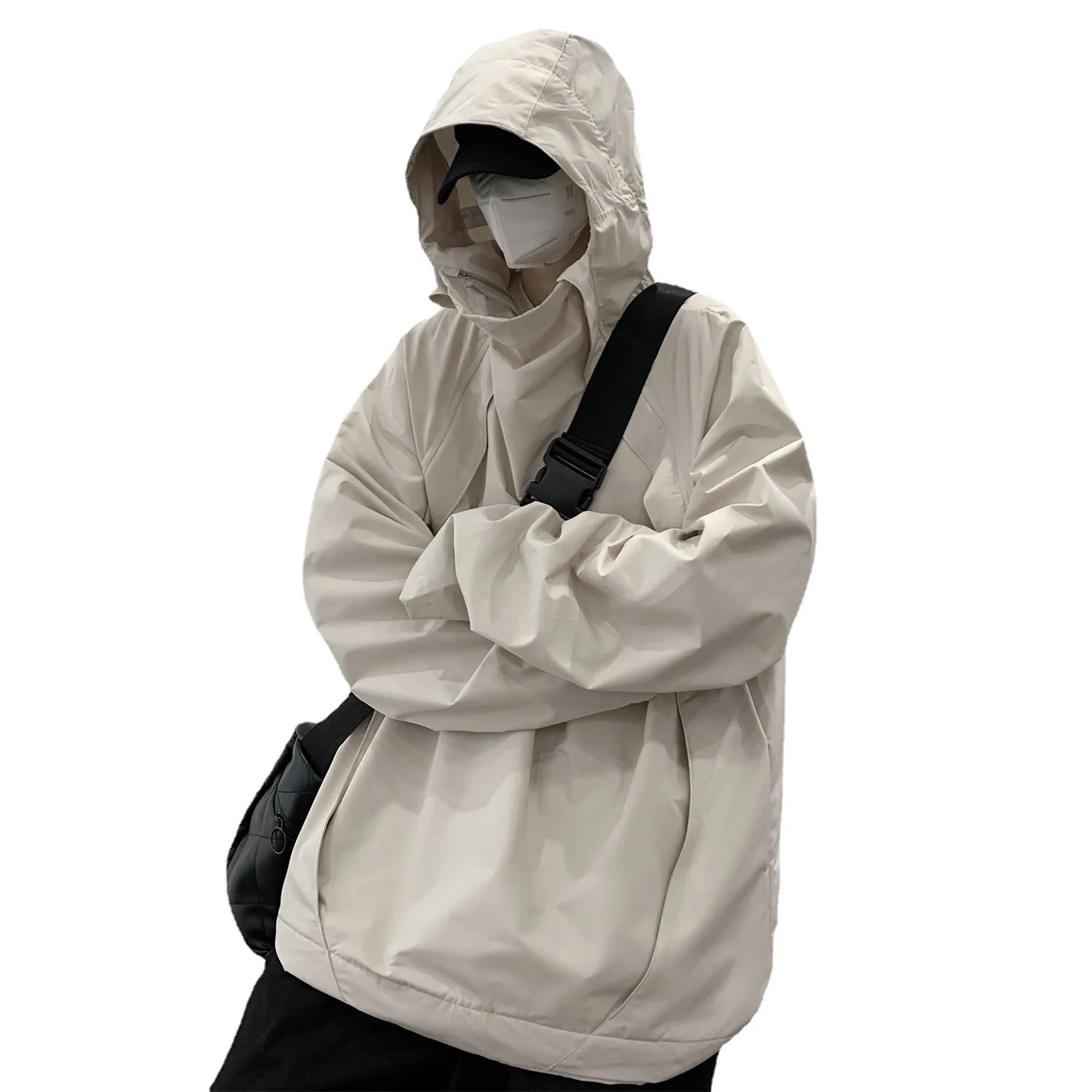 Veste coupe-vent imperméable pour homme, haut de randonnée, vêtements décontractés monochromes, vêtements d'extérieur, mode automne
