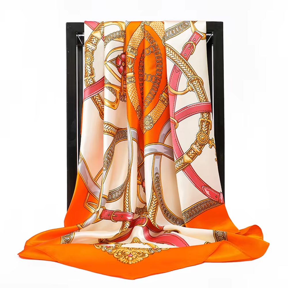 Foulards de mode 90*90cm pour femme, imprimés, carrés en soie, pour cheveux et cou, châle polyvalent pour femme de bureau, bandana, hijab musulman, mouchoir