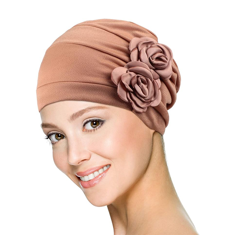 Bonnet turban musulman pour femme, couvre-chef souple, bonnets pour perte de cheveux, chapeau de chimio contre le cancer, hijab islamique, couleur unie, fleur décorative, nouveau
