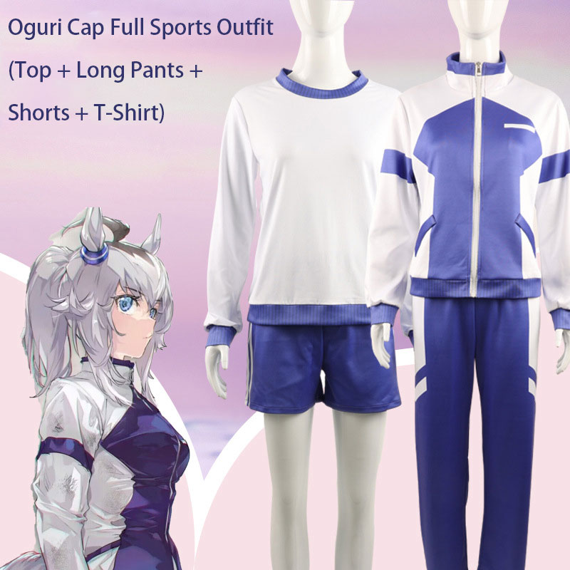 Costume de cosplay Anime Oguri Cap Pretty Derby, survêtement bleu, vêtements de sport, tenue de gymnastique, costume de fête Kawaii pour femme, vêtements décontractés