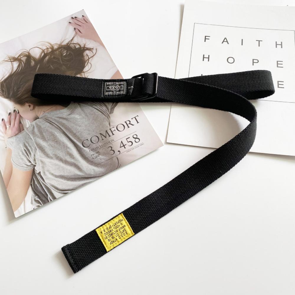 Ceinture en toile tendance pour pantalon cargo, ceinture unisexe en jean style hip-hop avec boucle à double anneau, ceinture à longueur extensible
