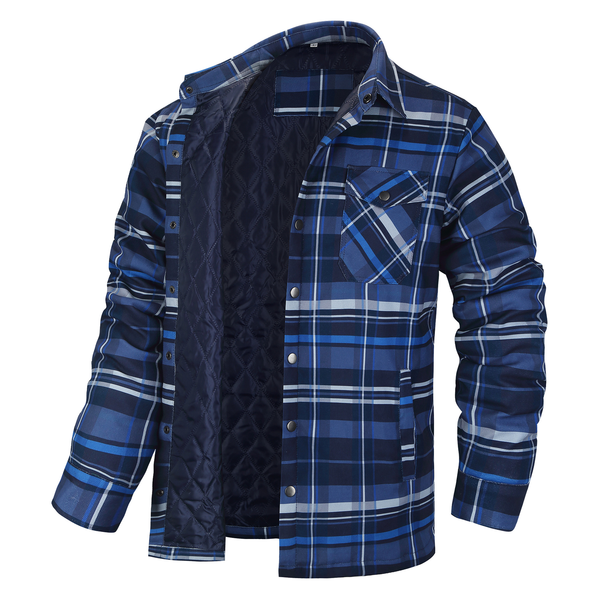 Vêtements pour hommes européens et américains : Nouvelle collection 2026 – Chemise épaisse à carreaux à manches longues et col boutonné, style veste pour homme