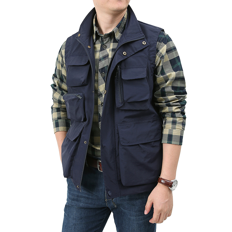Gilet sans manches avec de nombreuses poches pour homme, gilet de voyage, de pêche, de randonnée, pour photographe, 5XL