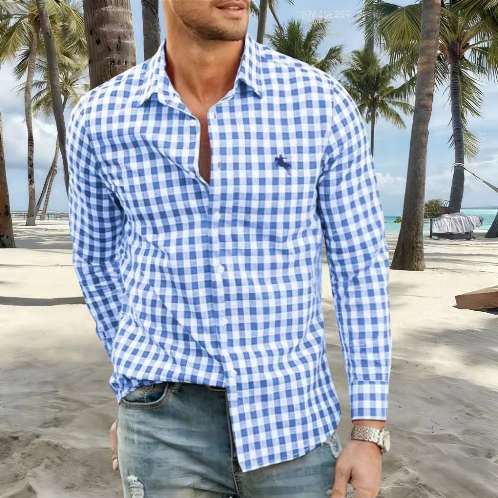 Nouvelles chemises pour hommes disponibles en styles rayés et à carreaux, avec différentes couleurs au choix. Cette chemise décontractée à manches longues