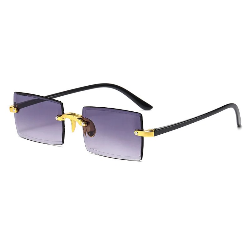 Lunettes de soleil sans monture rectangulaires tendance populaires pour femmes et hommes, petites lunettes de soleil carrées pour femme et homme, idéales pour les voyages d'été