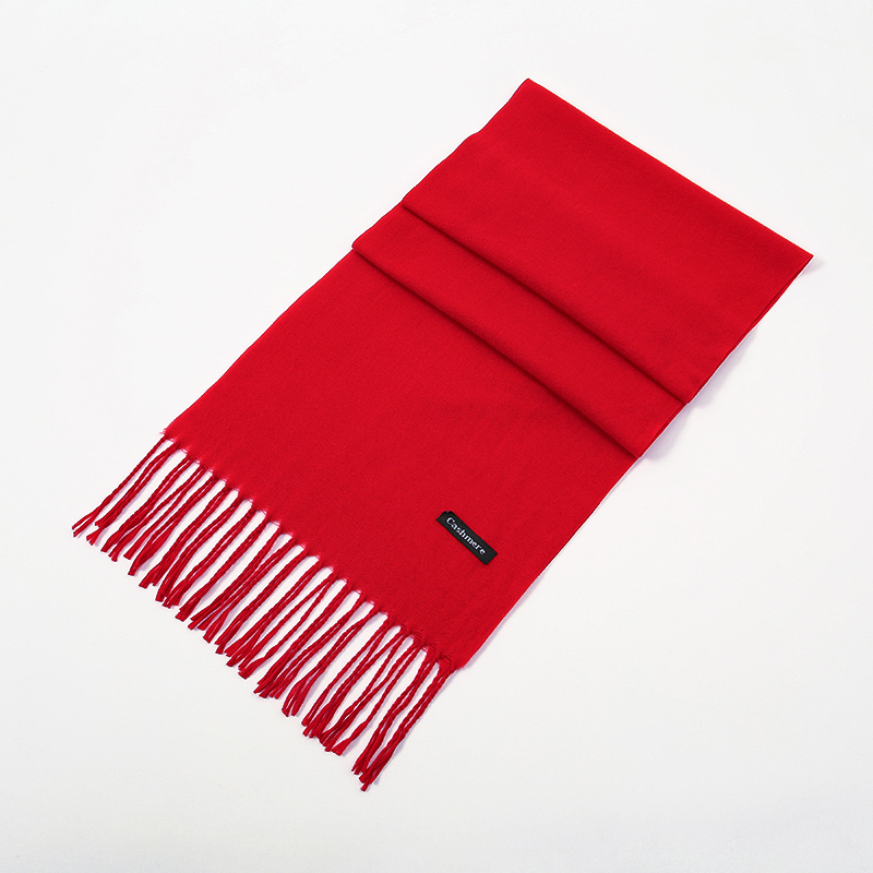 Écharpe en cachemire rouge pour femme, châles enveloppants avec pompon, Pashmina, jubilé, hiver, épais, silencieux, 2024