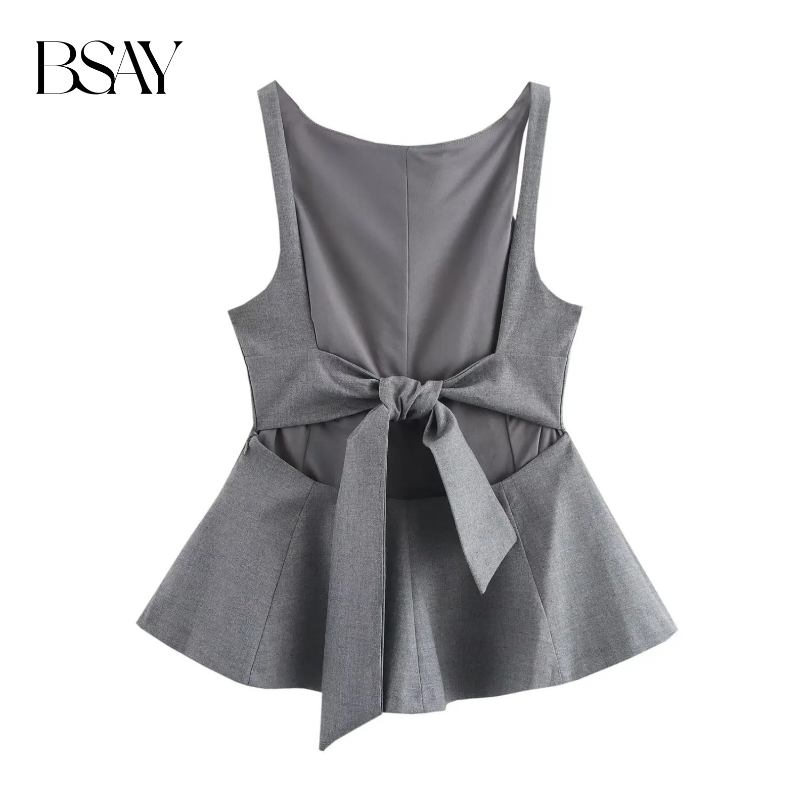 BSAY haut pour les femmes mode automne hiver nouveau dos nu nœud côté fermeture éclair Blouse vêtements de rue gilet réservoir Chic dames culture hauts Mujer