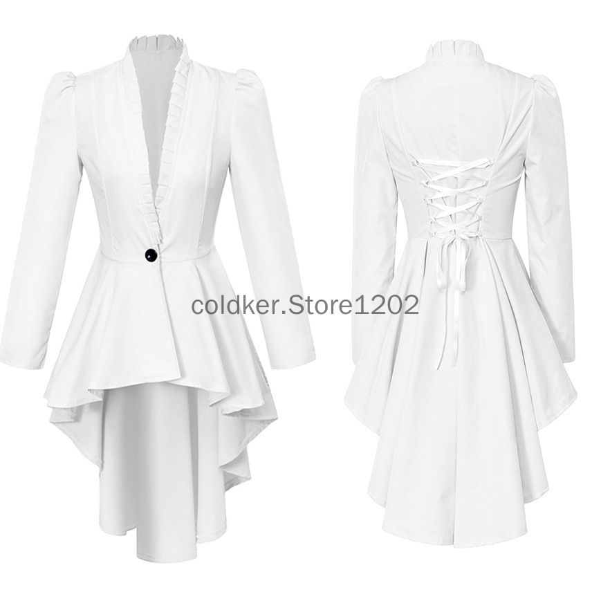 Costumes d'Halloween pour femmes Steampunk veste victorienne manteau médiéval Vintage gothique manteau à manches longues chemise de smoking