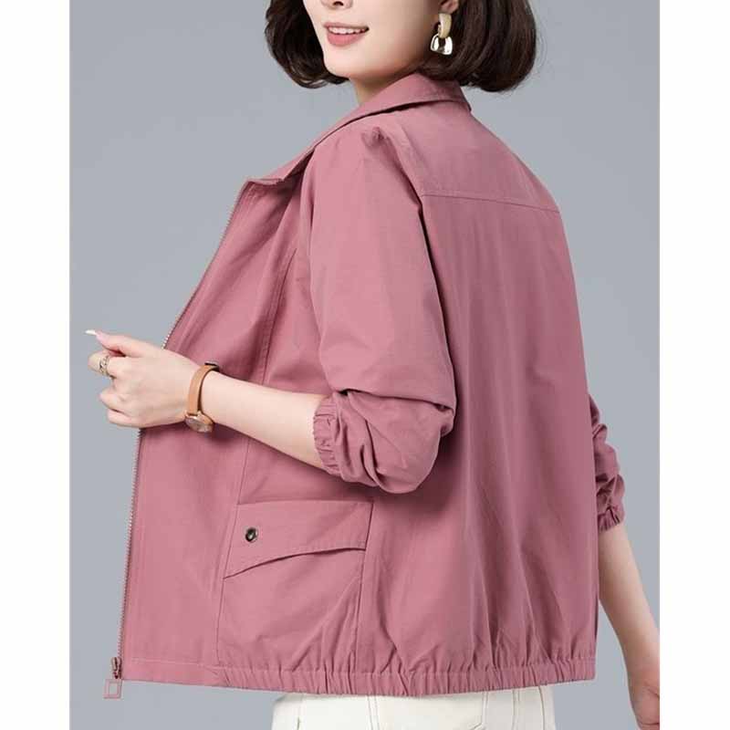 Femmes coréennes col montant fermeture éclair couche de finition printemps automne dames mode manches longues veste femme nouveau ample couleur unie vêtements d'extérieur