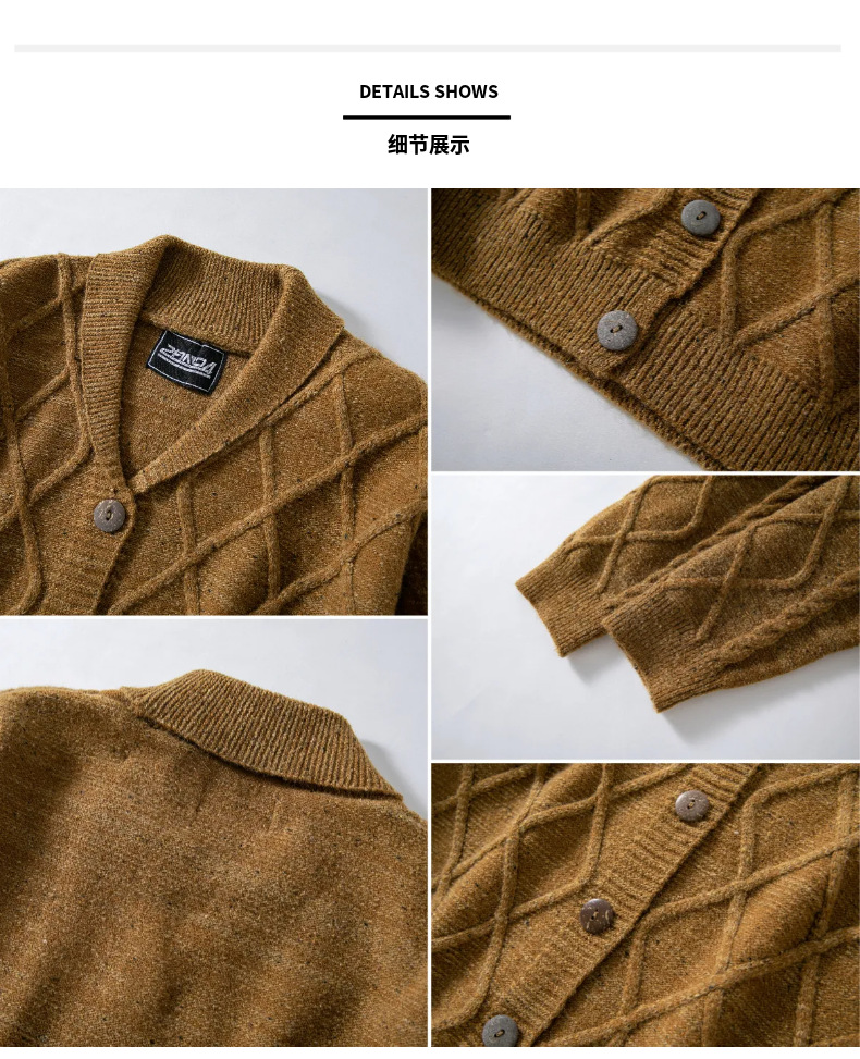 Cardigan tricoté à la mode pour hommes, pull à col à revers, manches longues, Design floral torsadé, manteau avec fermeture à bouton unique, automne hiver