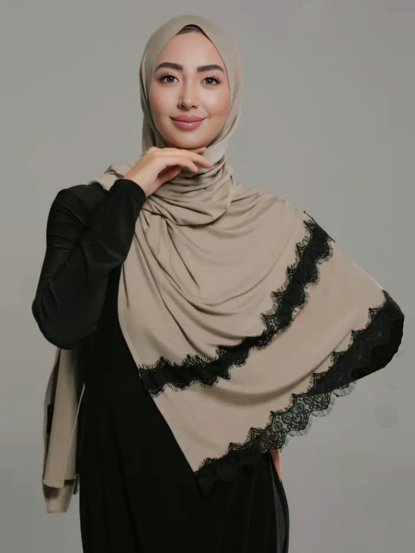 Nouveau Jersey Hijab avec dentelle longue châle musulman plaine doux écharpe Turban bandeau pour femmes afrique bandeau 170x60 cm