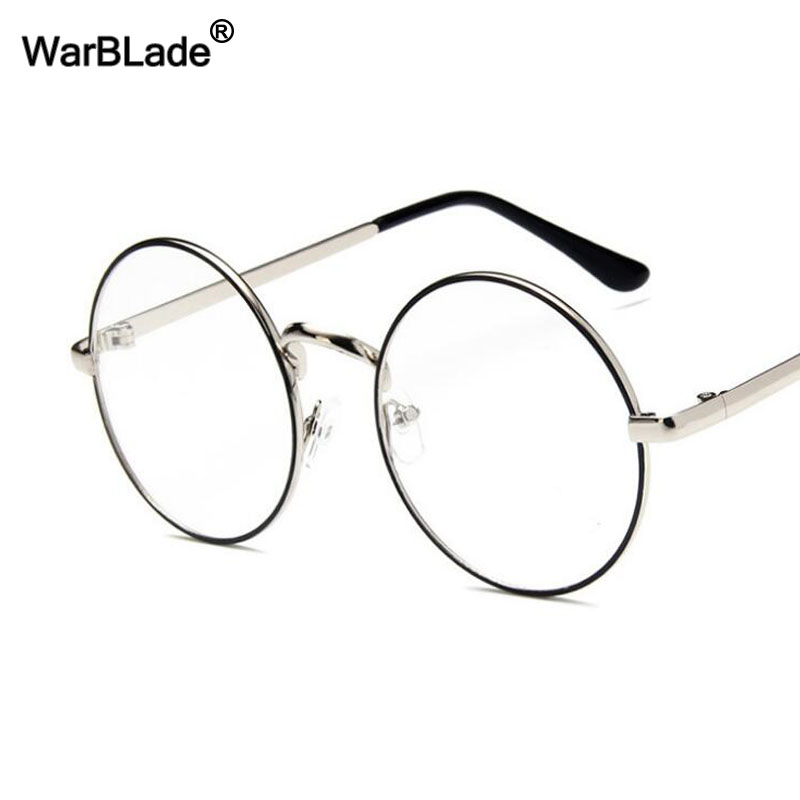 WarBLade Vintage lunettes rondes lentille claire mode or rond cadre en métal lunettes optiques hommes femmes monture de lunettes faux lunettes