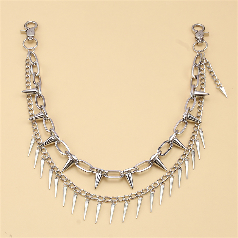 Porte-clés chaîne Punk pour jean, 2 Styles, ornements de taille à pointes superposées, Hip Hop, Cool et polyvalent, accessoire de chaîne pour hommes