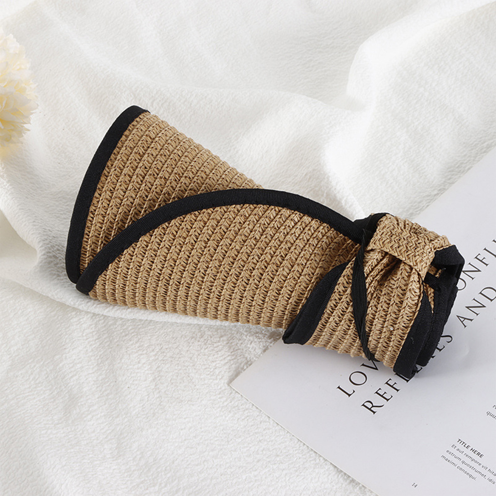 Chapeau de soleil de plage d'été pour femmes, chapeau de paille pliable et Portable à large bord, à la mode, en forme d'arc, haut creux, chapeaux seau pour filles