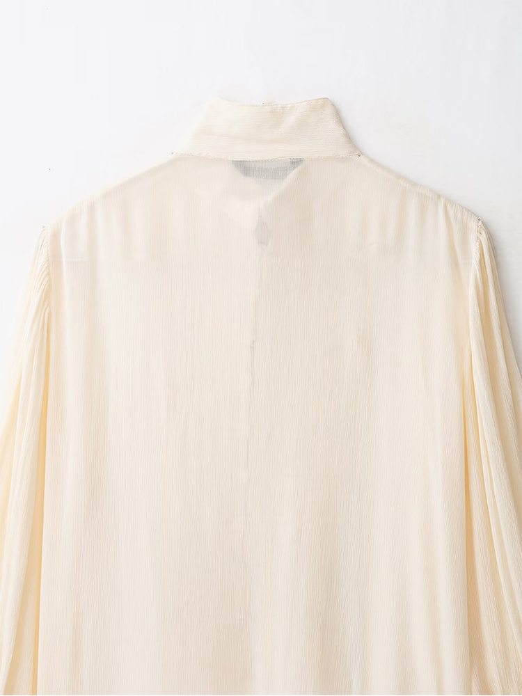 Chemisier élégant à manches longues et évasées pour femme, coupe ample, couleur unie, style décontracté, nouvelle collection automne