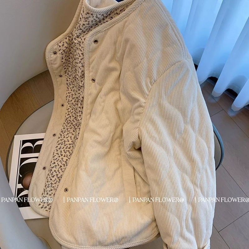 Manteau en coton pour femme, nouvelle collection hiver, coupe ample et polyvalente, imprimé patchwork en flanelle, motif losanges, design unique, couleur abricot