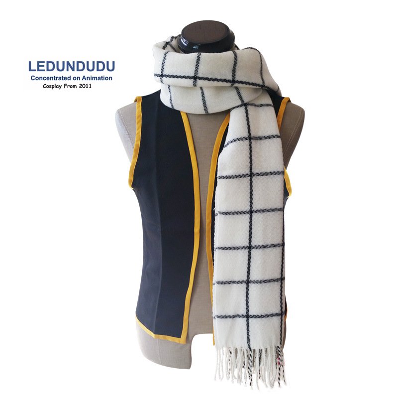 Écharpe d'hiver à carreaux en cachemire, Anime Natsu Dragneel, accessoires de Cosplay à la mode pour Halloween, carnaval, cadeau de noël