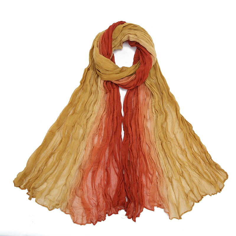 Écharpe froissée dégradée pour femmes filles étudiants, nouveaux foulards fins en Voile de coton Patchwork, châle en tricot doux, châles enveloppants pour femmes