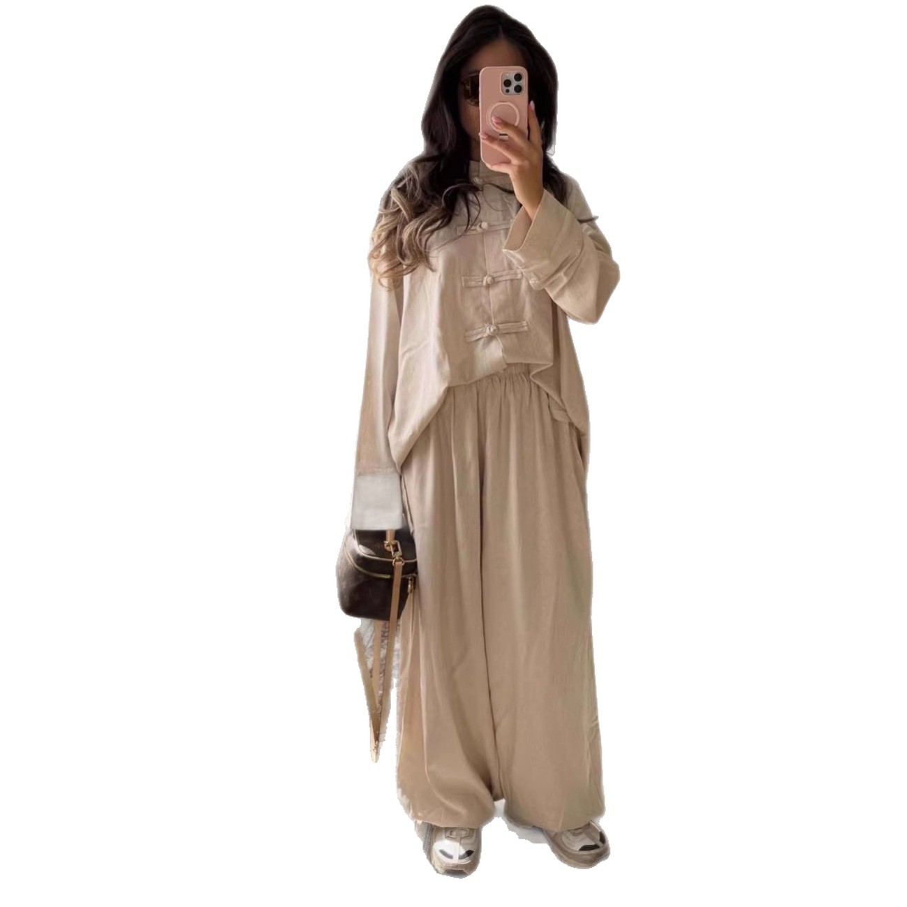 Ensemble pantalon et chemise pour femme, style musulman, 2 pièces, haut à simple boutonnage, tenue décontractée pour l'Aïd, le Ramadan, Dubaï, Maroc, 2026