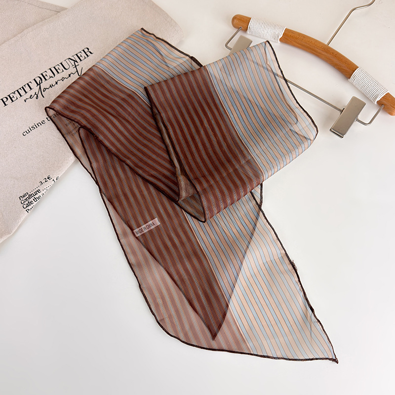 Écharpe longue pour femme, ruban rétro bicolore, bandeaux, cravate, foulard en soie, ceinture décorative, accessoires pour foulard de tête