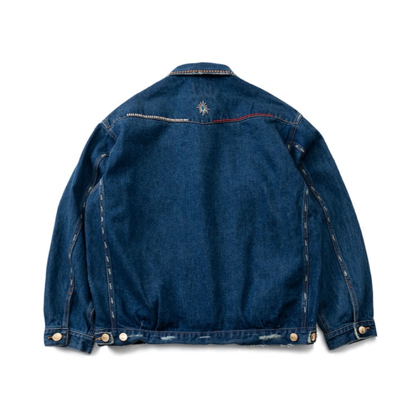 ABOORUN-Veste en Jean Déchiré Brodé pour Homme, Combinaison en Denim, Mode