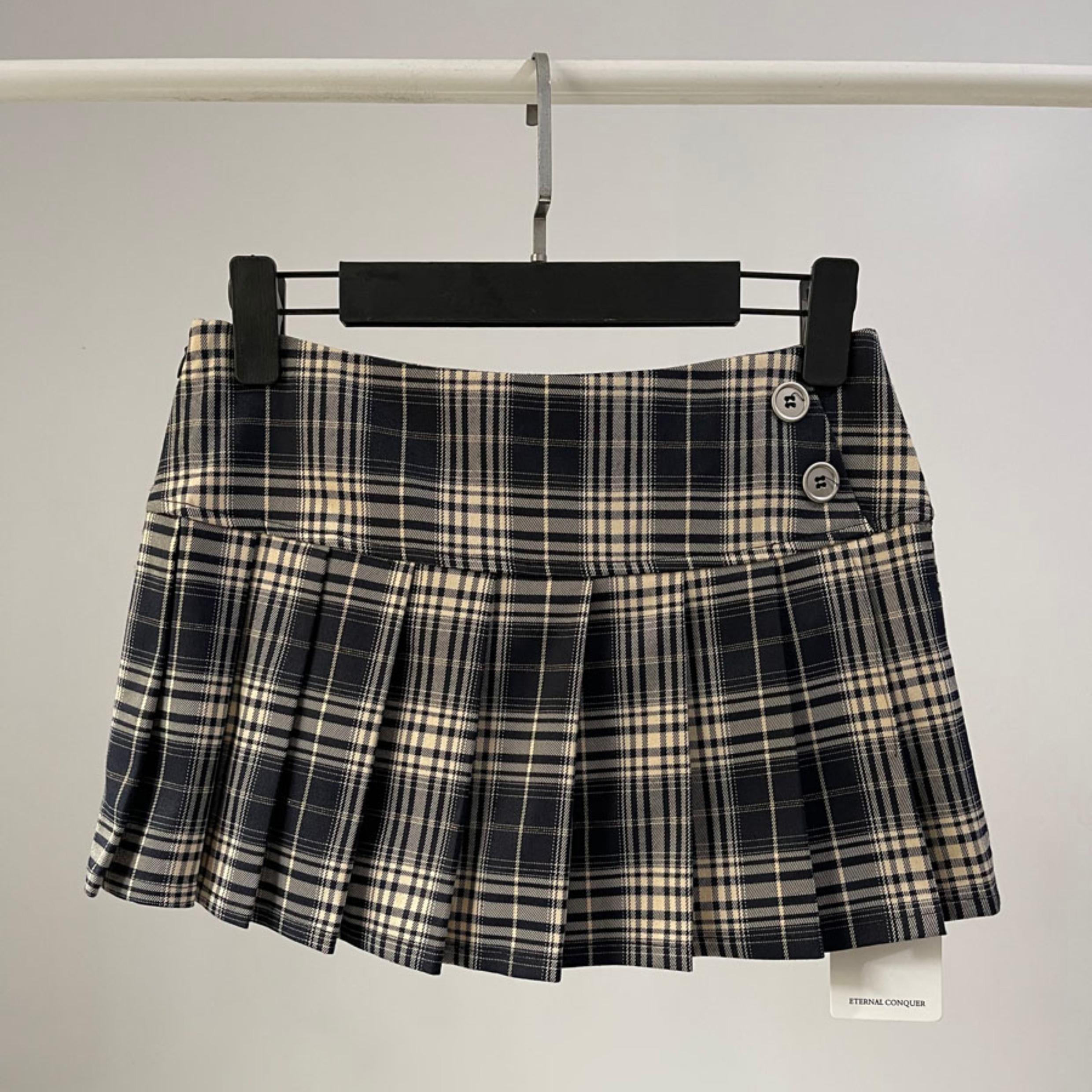 Vêtements d'été Mini jupes femme mode coréenne jupes courtes femmes taille basse Y2k jupes plissées jupes à carreaux rouges concepteur de luxe