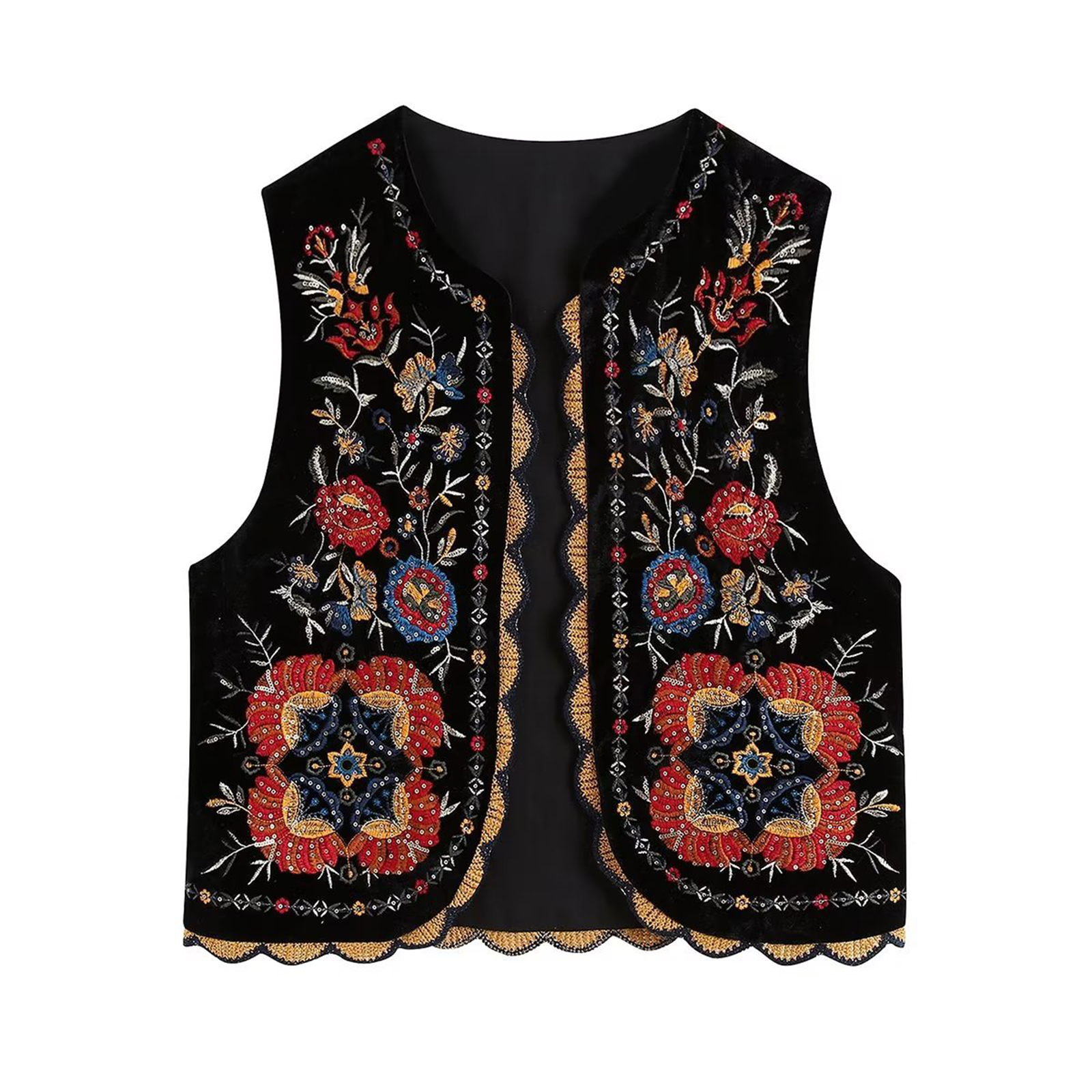 Chemisier Vintage Brodé Floral pour Femme, Blouse en Fibre de Lin, Gilet Ouvert sur le Devant, Style Boho, pour Sortir